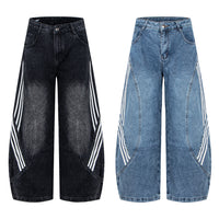 American-style Vintage Womens Wide-leg Denim Jeans