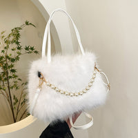 Womens Versatile Fashionable Furry Tote Bag