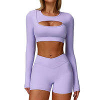 Nude Feel Tight Yoga Long Sleeve Sports Hollow T-shirt