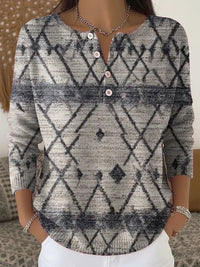 Buttoned Long-Sleeve Hoodie AutumnWinter Printed Fashionable & Unique Casual Sweater Coat For Women