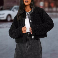 Women's Autumn Winter Round Neck Short Long Sleeve Jacket