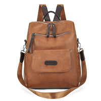 Backpack PU Soft Leather Textured Shoulder Bag Large Capacity Simple