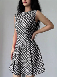 Women's Casual All-Match EuropeanAmerican Style Plaid Pleated Dress