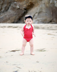 Children's Cartoon Crab Girl One Piece Swimsuit