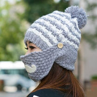 Plush warm beard mask, thick knitted hat