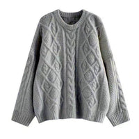 Round Neck Loose Pullover Idle Style Outerwear Cable-knit Sweater Women