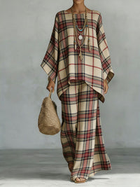 Women's Floral Print Linen Wide-Leg Two-Piece Set