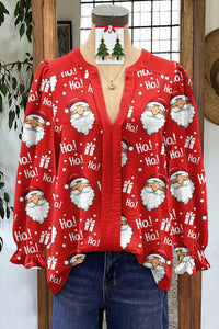 Women's Shirt Loose V-Neck Long Sleeve