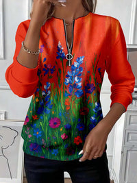 Womens Long-Sleeve Christmas-Print Sweatshirt Top