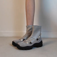 Retro Platform Cross Strap Stretch Boots Female