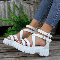 Platform All-match Hollowed-out Mid-heel Strappy Sandals