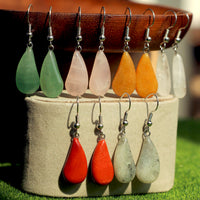 New Flat Teardrop Semi-precious Earrings For Women