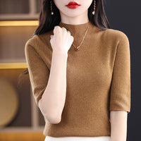 Spring New Half Turtleneck Half Sleeve Women's Bottoming Sweater