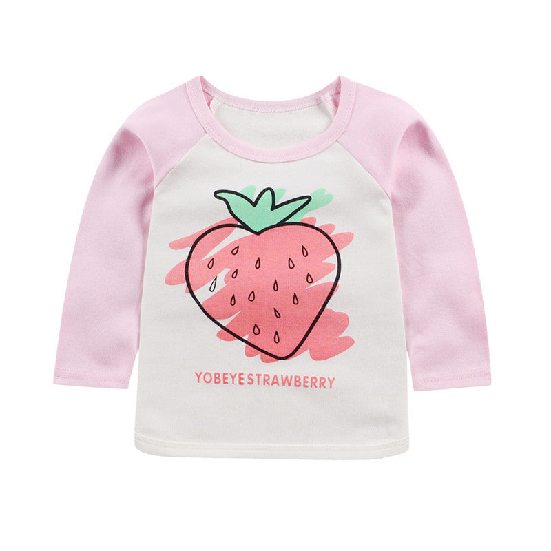 Children's Cotton Base Shirt Round Neck Raglan Sleeves Top