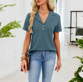 European And American-style Solid-color Lapel Short-sleeve T-shirt