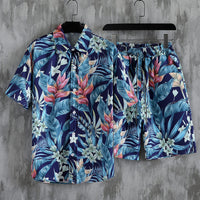 Beach Style Loose Men's Printed Two-piece Suit