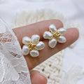 Irregular-shaped Freshwater Baroque Pearl Petal Earrings