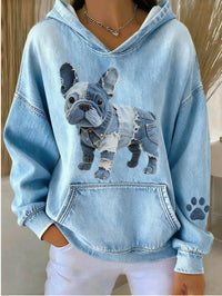Womens Denim Football Jersey With A Crew Neck Featuring A 3D Digital Print