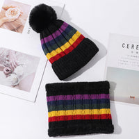 Women's Color Matching Striped Thick Warm Knitted Hat