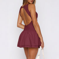 Elegant And Graceful Solid-color Short Skirt Dress
