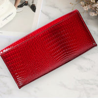 Patent Leather Crocodile Pattern Women's Wallet High-grade Red Lock Clutch