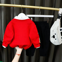 Fashion Simple Bear Print Boy Suit
