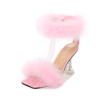 Women's Fine Strap Plush Fashion Stiletto Sandals