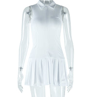 Sexy Sleeveless Lapel Collar Dress Women