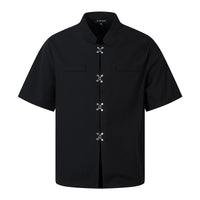 Fashion Stand Collar Short Sleeve Shirt Men