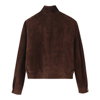 Women's Pocket Decoration Suede Jacket