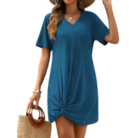 Women's Side-tie Knot Short-sleeve Mini Dress