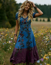 Womens Retro Elegant Ombre Dress