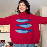 Loose Pullover Fashion Knitted Long Sleeve Sweater
