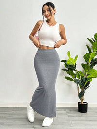 Women's High-Waisted Solid-Color Tight Casual Skirt