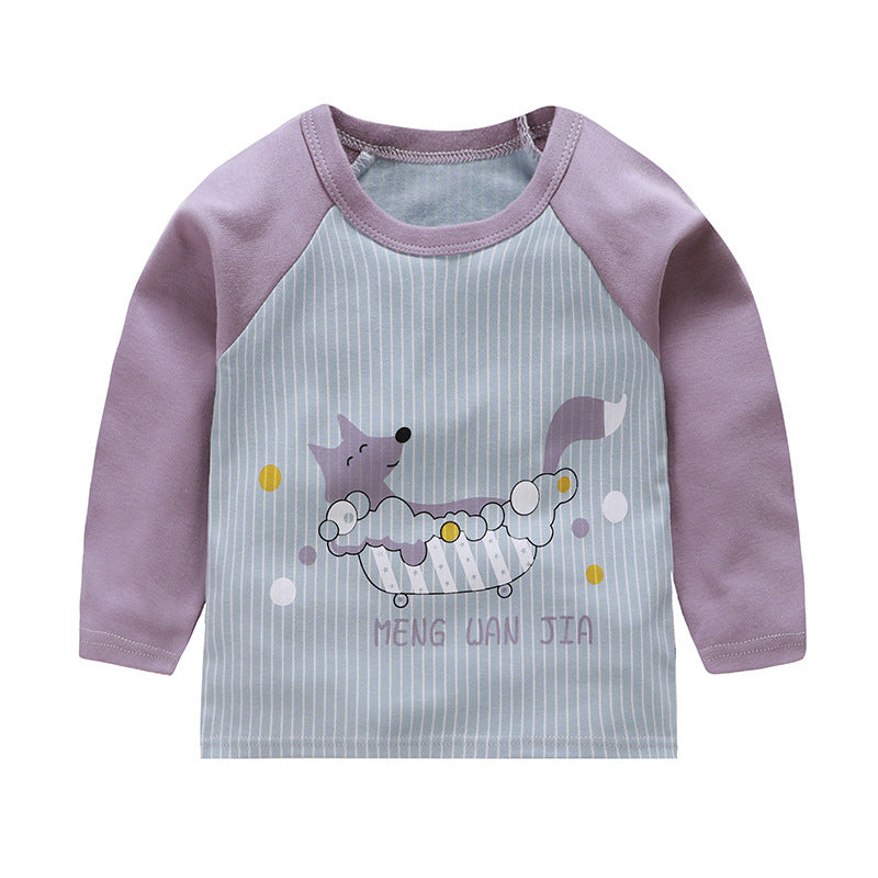 Children's Cotton Base Shirt Round Neck Raglan Sleeves Top