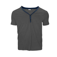 Short Sleeve Men's T-shirt Loose Henley Shirt