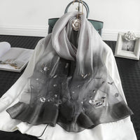 Women's Wool Silk Embroidery Gradient Scarf Sunscreen Shawl