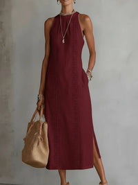 Women's Halter Neck Sleeveless Dress Lace Patchwork Holiday Style Summer Top