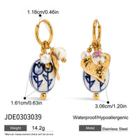 Light Luxury Stainless Steel Ceramic Pearl Earrings