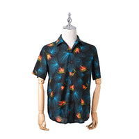 Men's Shirt Rayon Printed Cardigan Short Sleeve Beach Shirt