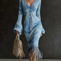 Womens Printed Fashionable Sweater Knitted Dress