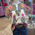 Summer New Women's Loose Casual Print Round Neck Shirt