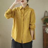 Women's Embroidered Long-Sleeve Shirt Top
