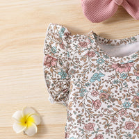 Girls Sweet Flower Flying Sleeve Top