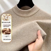 Containing Double Face Wool Leather Velvet Men's Half-high Collar Velvet Padded Sweater
