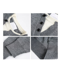 American Retro Color Block Contrast V-neck Sweater