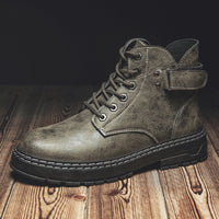 Men's High Top Round Toe Retro Work Boots