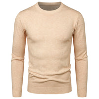 Men's Round Neck Sweater Solid Color Simple Free Size Long Sleeve Sweater