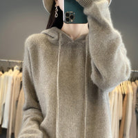 Stylish Womens Knitted Pullover With A Hood