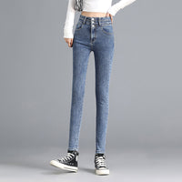 Slim Slim Denim Pencil Pants With Stretch Feet